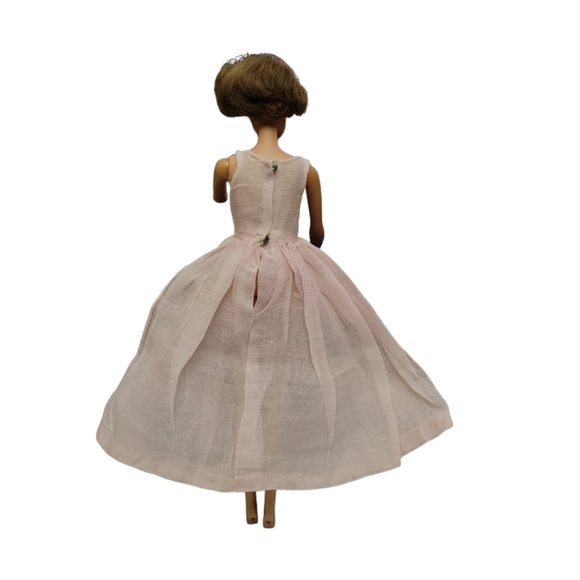 Vintage Barbie Clone Mod Sheer Pink Sleeveless Tea Length Dress - Picture 6 of 7